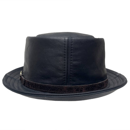 A back view of rumble black hat