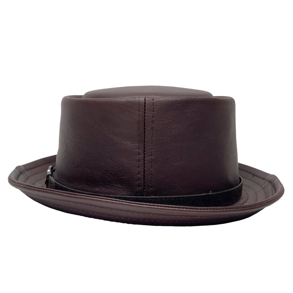 A back view of a rumble brown hat