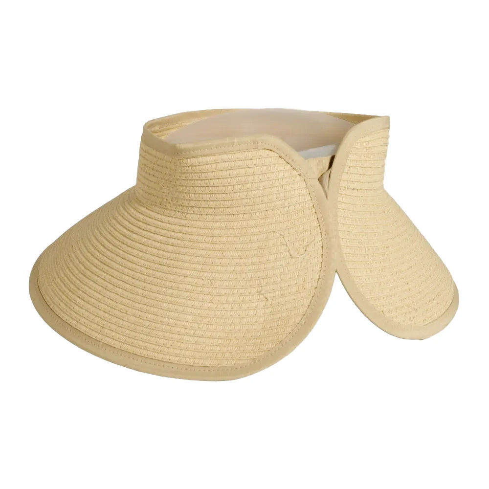 Sassy | Womens Paper Braid Roll Up Visor Sun Hat Pre-Pack