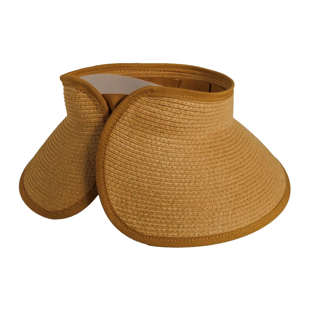 Sassy | Womens Paper Braid Roll Up Visor Sun Hat Pre-Pack