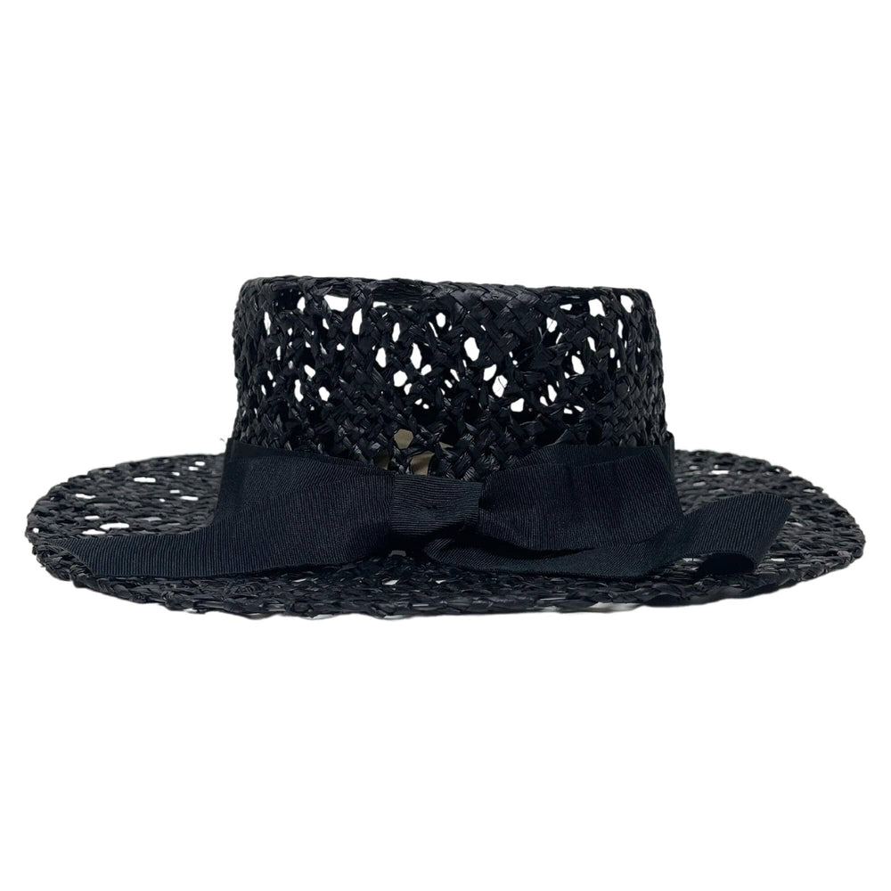 A back view of Saunter Black Straw Sun Hat 