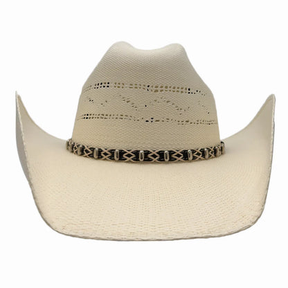 Silas | Mens Bangora Straw Cattleman Crown Cowboy Hat