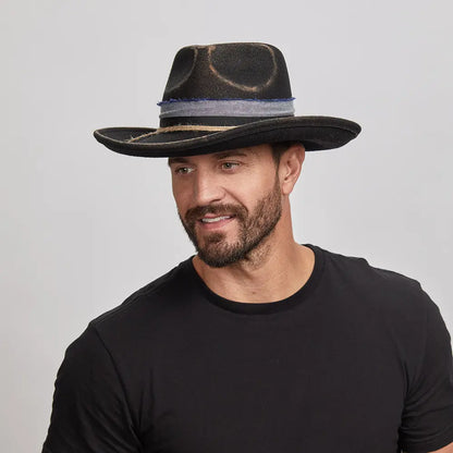 Small Town | Mens Black Wide Brim Felt Fedora Hat