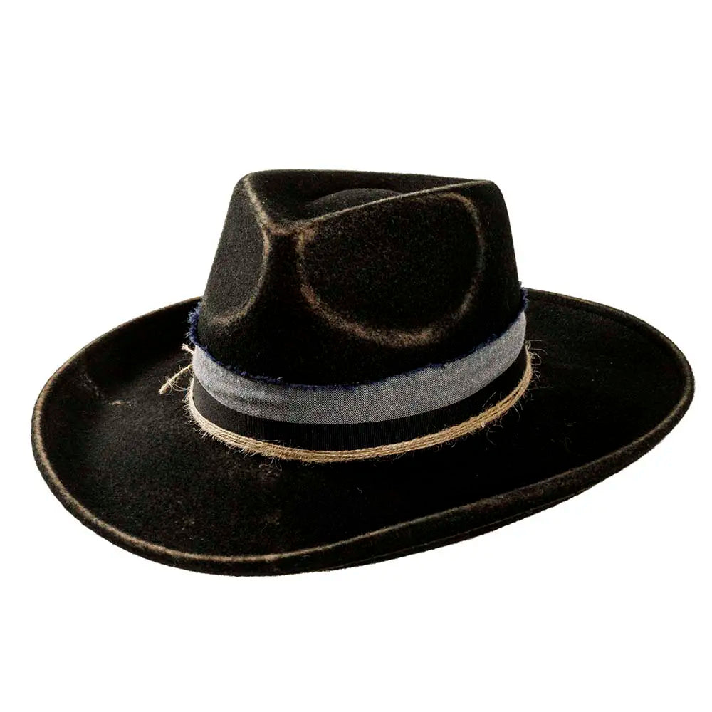 Small Town Black Felt Fedora Side View