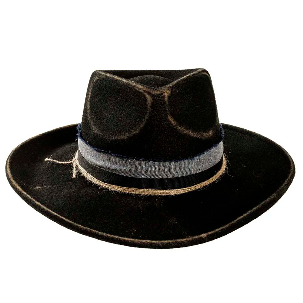 Small Town Black Felt Fedora Front View