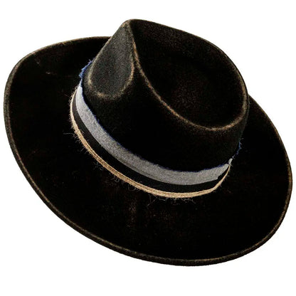 Small Town | Womens Black Wide Brim Felt Fedora Hat