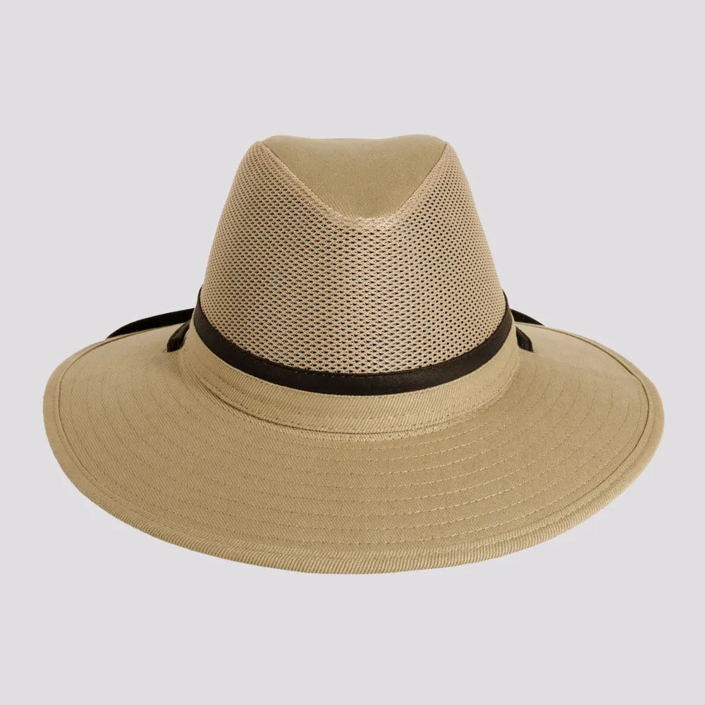 Smokey | Mens Khaki Nylon Outback Sun Hat with Mesh Sides