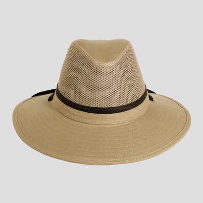 Smokey | Mens Khaki Nylon Outback Sun Hat with Mesh Sides