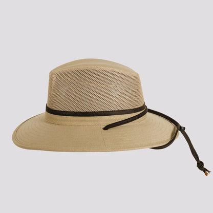 Smokey | Mens Khaki Nylon Outback Sun Hat with Mesh Sides