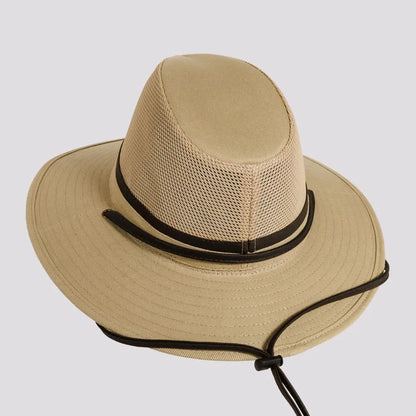 Smokey | Mens Khaki Nylon Outback Sun Hat with Mesh Sides