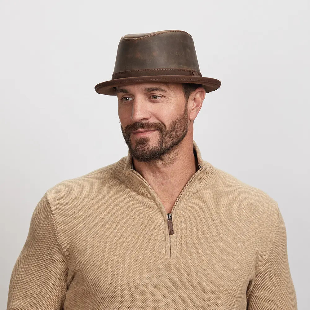 Soho | Mens Trilby Leather Fedora Hat