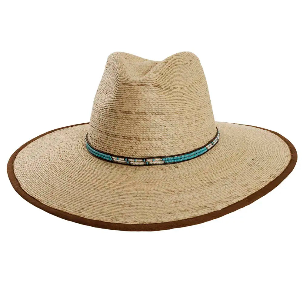 St Tropez Natural Straw Sun Hat Front Angled View