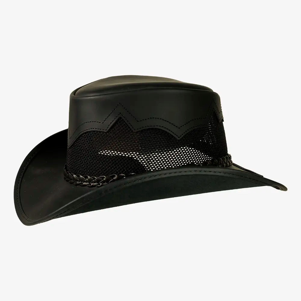 Stampede | Mens Cowhide Leather Cowboy Hat with Mesh Sides
