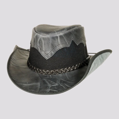 Stampede | Mens Cowhide Leather Cowboy Hat with Mesh Sides