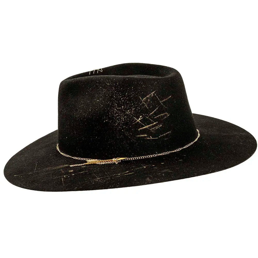 Stardusr Black Felt Fedora Side Angled VIew