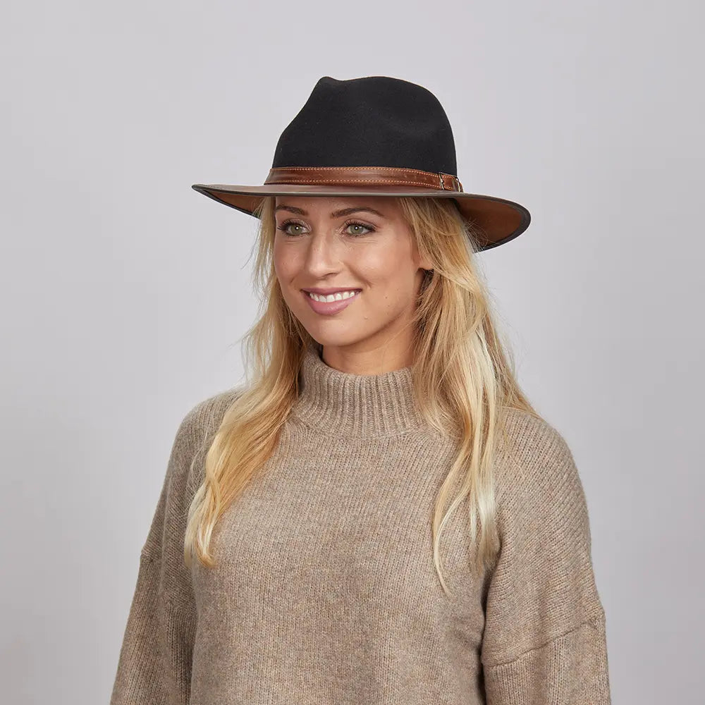 Summit | Womens Felt Leather Fedora Hat