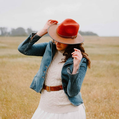 Summit Sangria Leather Felt Fedora Hat by American Hat Makers