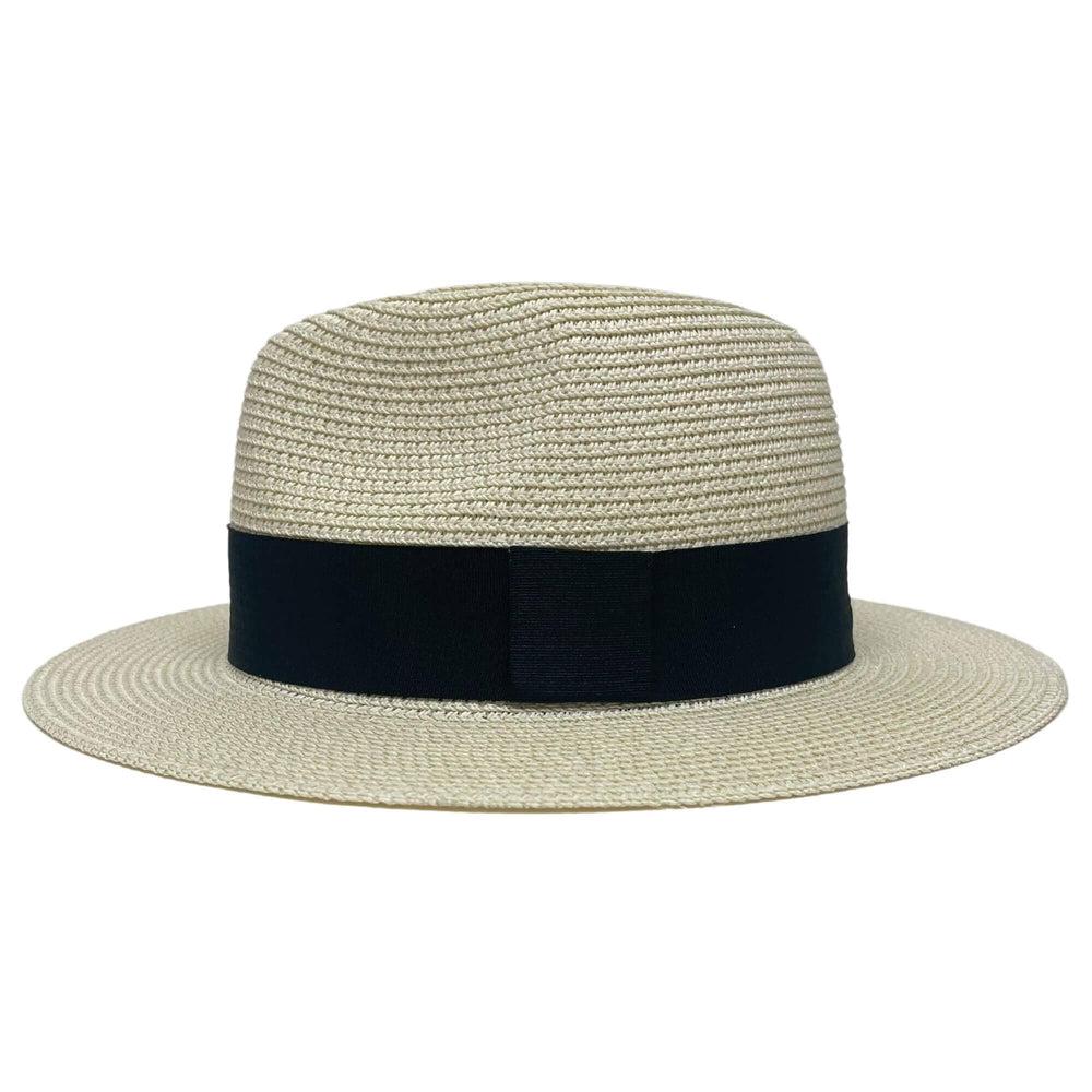 A side view of an Afternoon Cream Straw Sun Hat 