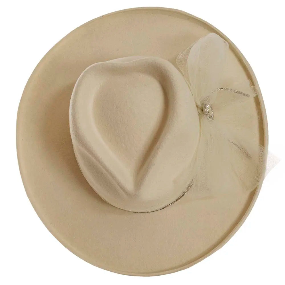 Sweetheart Felt Fedora Hat Top View