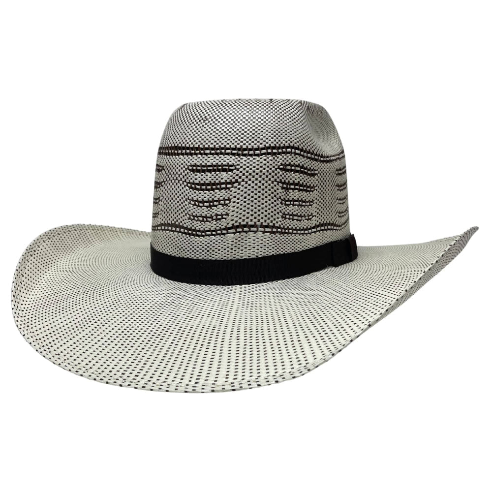 An angle view of a Trail Boss Straw Cowboy Hat 