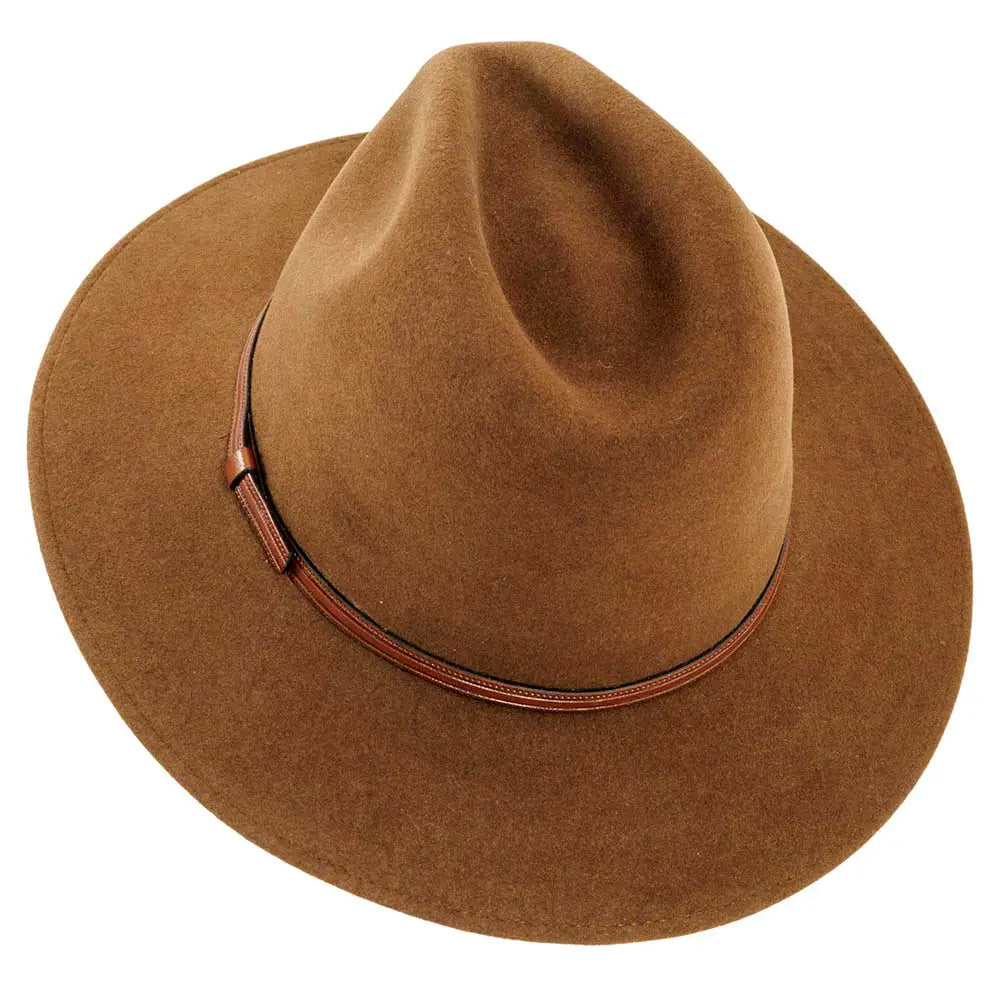 Traveler Chestnut Felt Hat Top Angled View