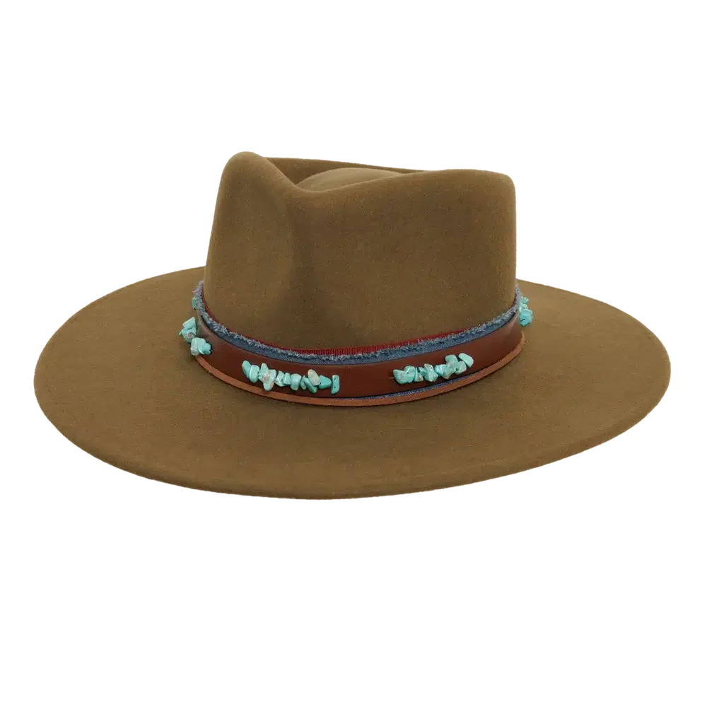 trooper olive fedora hat angled right view