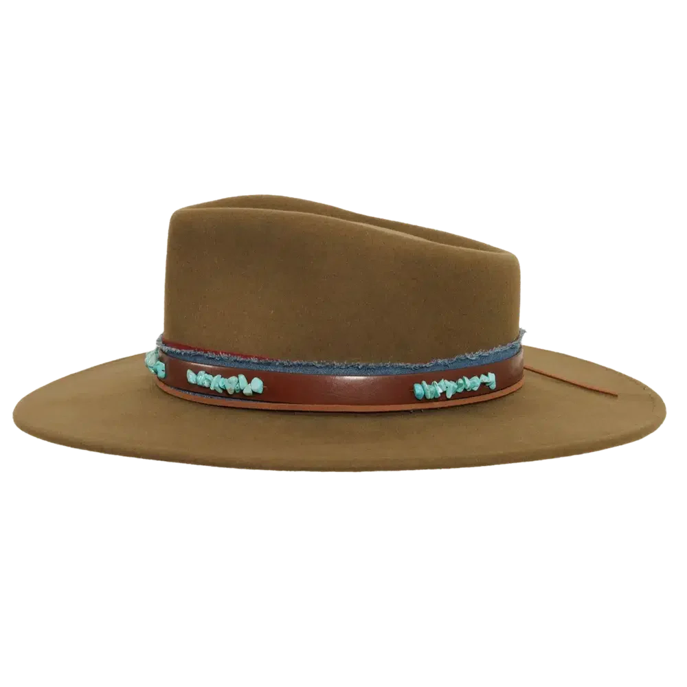 trooper olive fedora hat side view