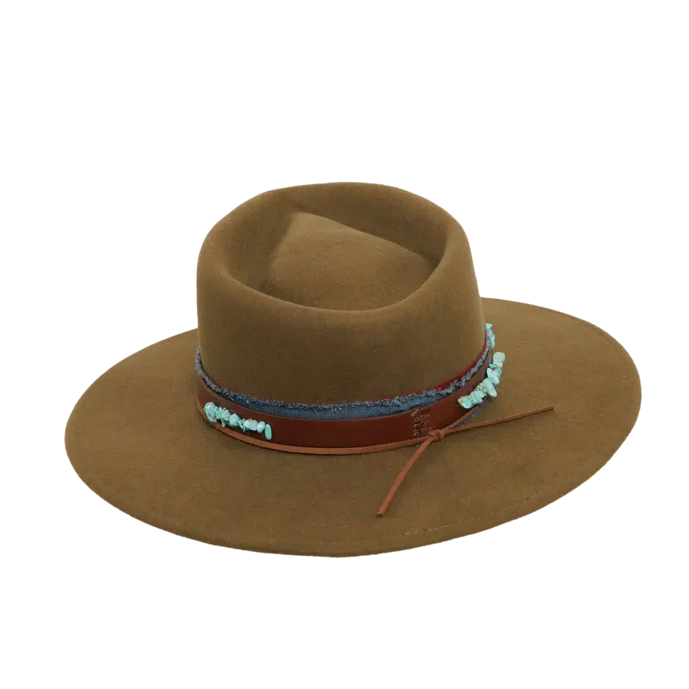 trooper olive fedora hat back view