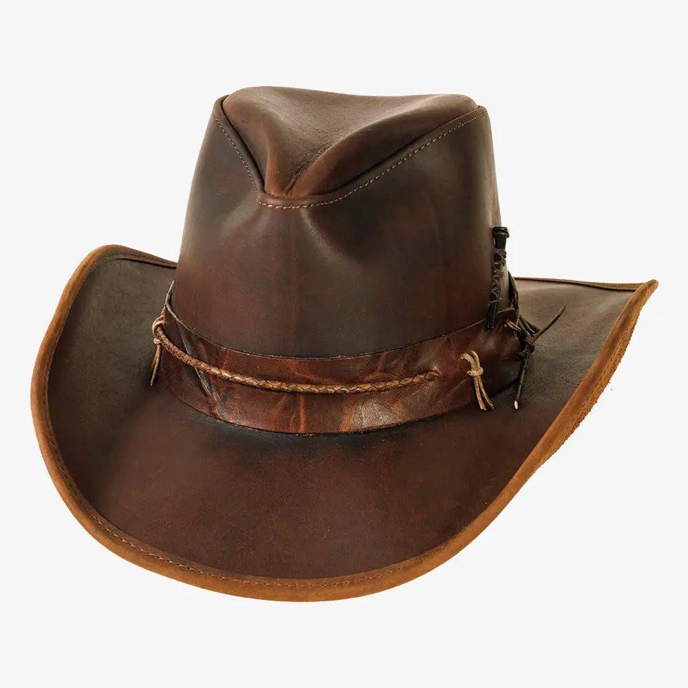Trouble | Mens Chestnut Genuine Leather Western Cowboy Hat