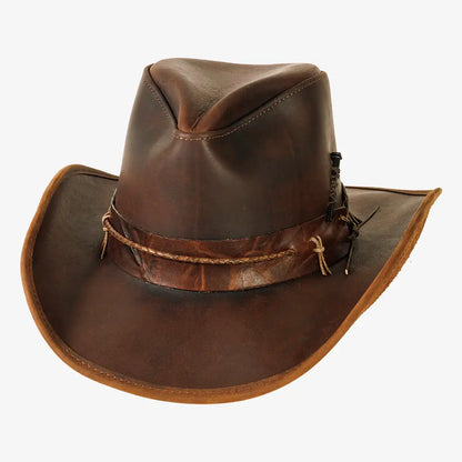 Trouble | Mens Chestnut Genuine Leather Western Cowboy Hat
