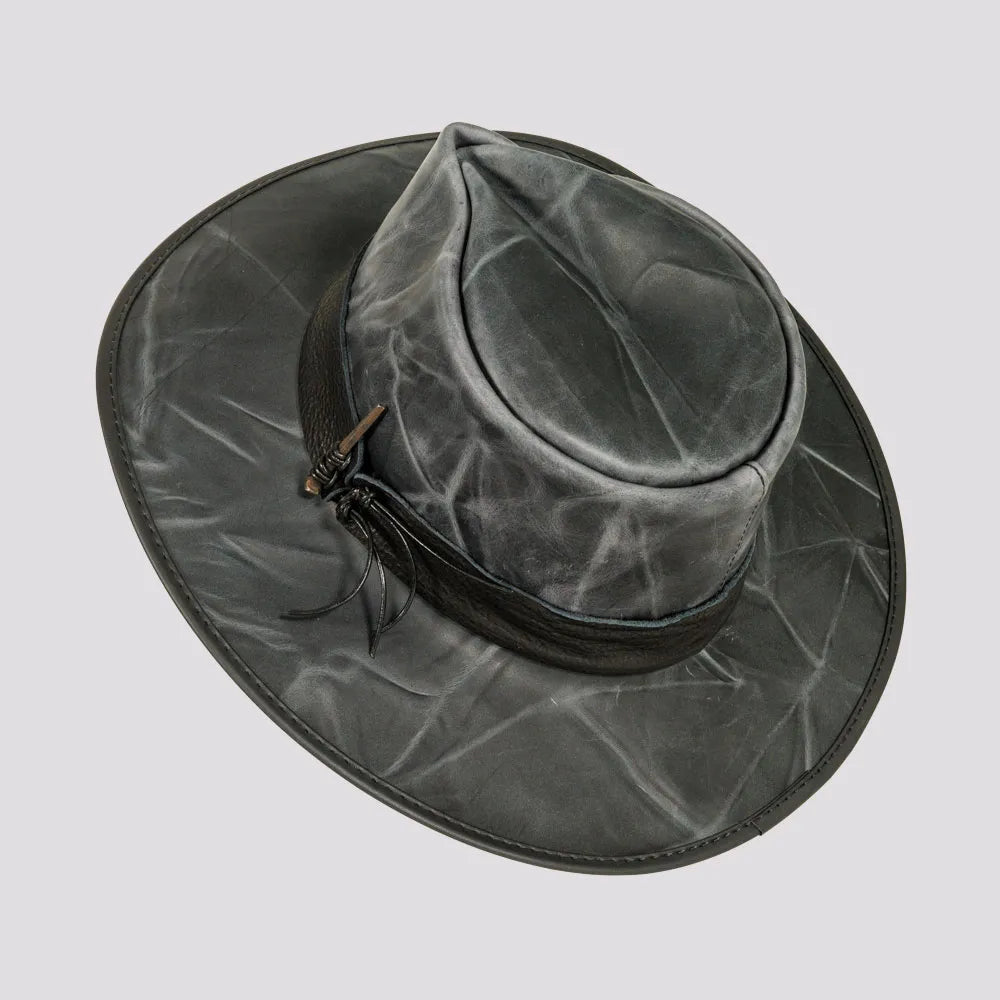 Unforgiven | Mens Wide Brim Bison Leather Outback Hat