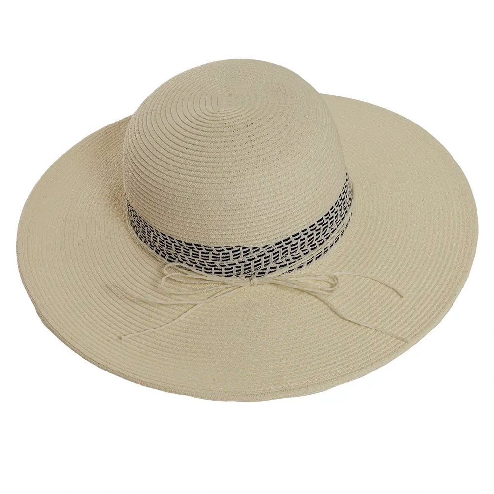 Victoria Womens White Sun Straw Hat Top View