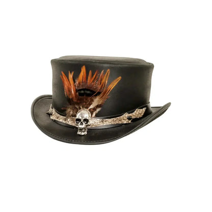 wrath black leather top hat angled view