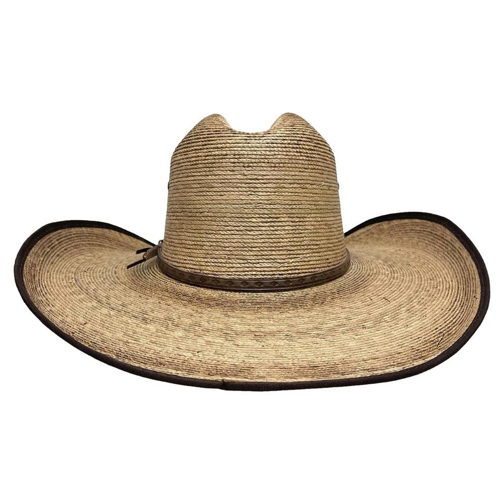 A back view of a Yuma Brown Palm Straw Cowboy Hat