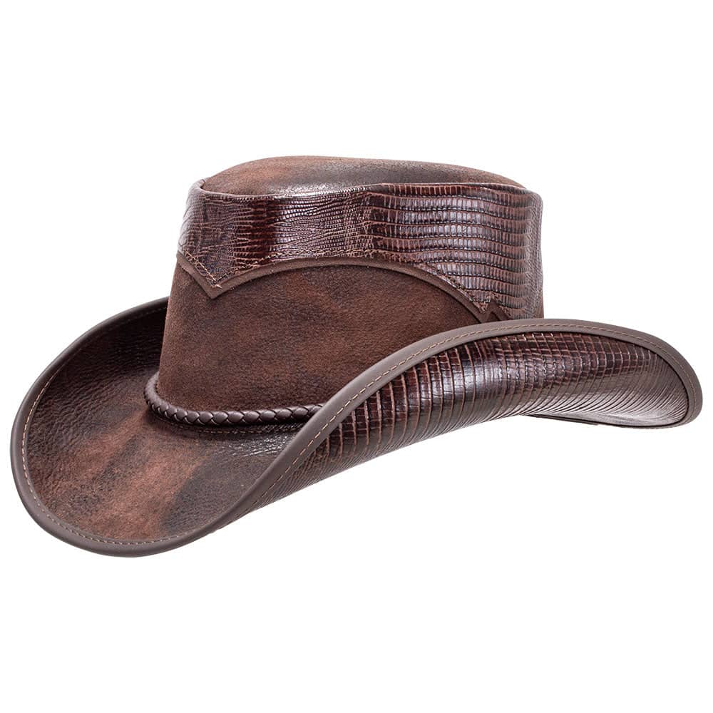 Arroyo Brown Leather Cowboy Hat Deerskin Inlay by American Hat Makers