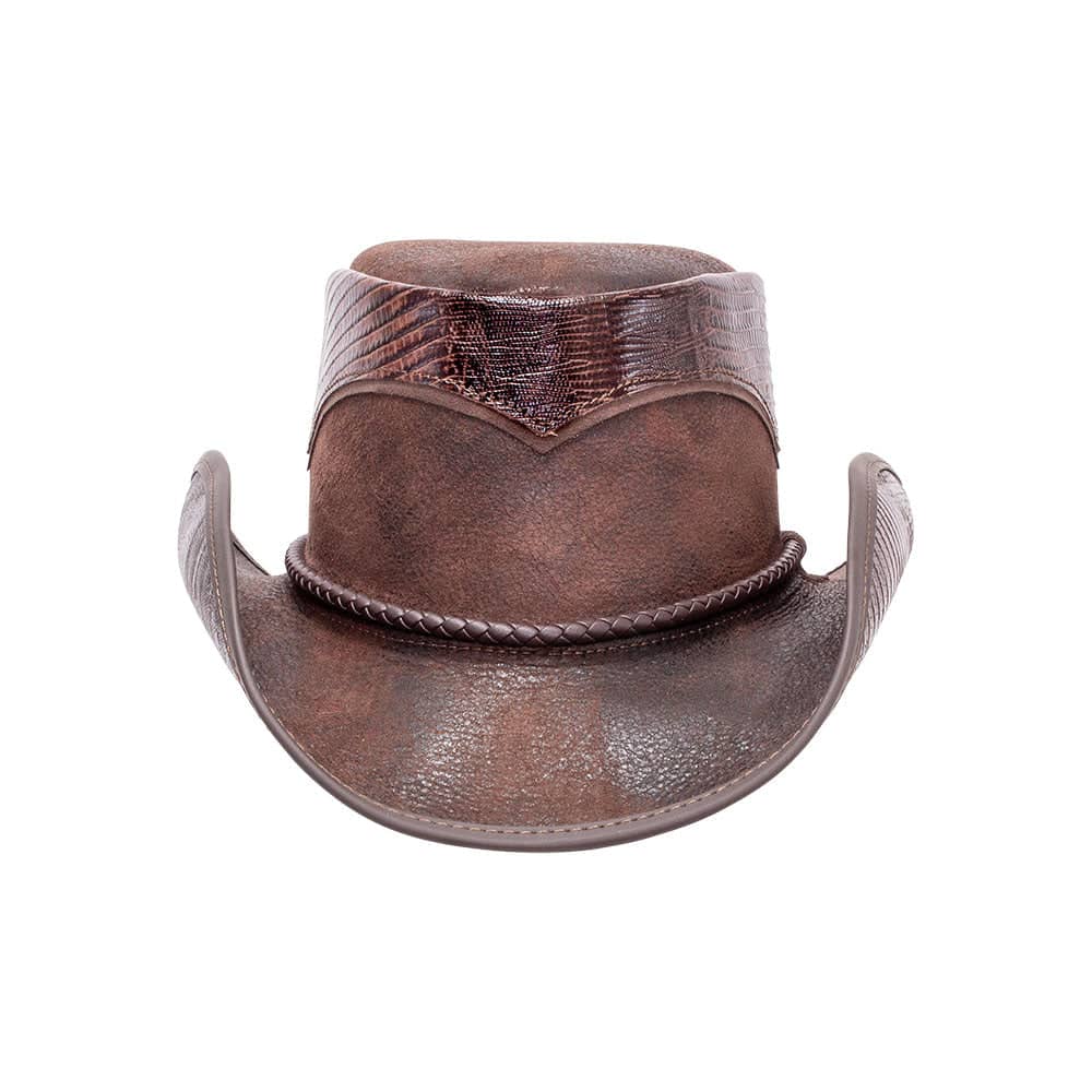 Arroyo Brown Leather Cowboy Hat Deerskin Inlay by American Hat Makers