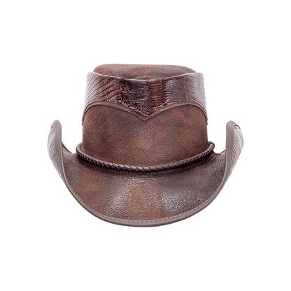 Arroyo Brown Leather Cowboy Hat Deerskin Inlay by American Hat Makers