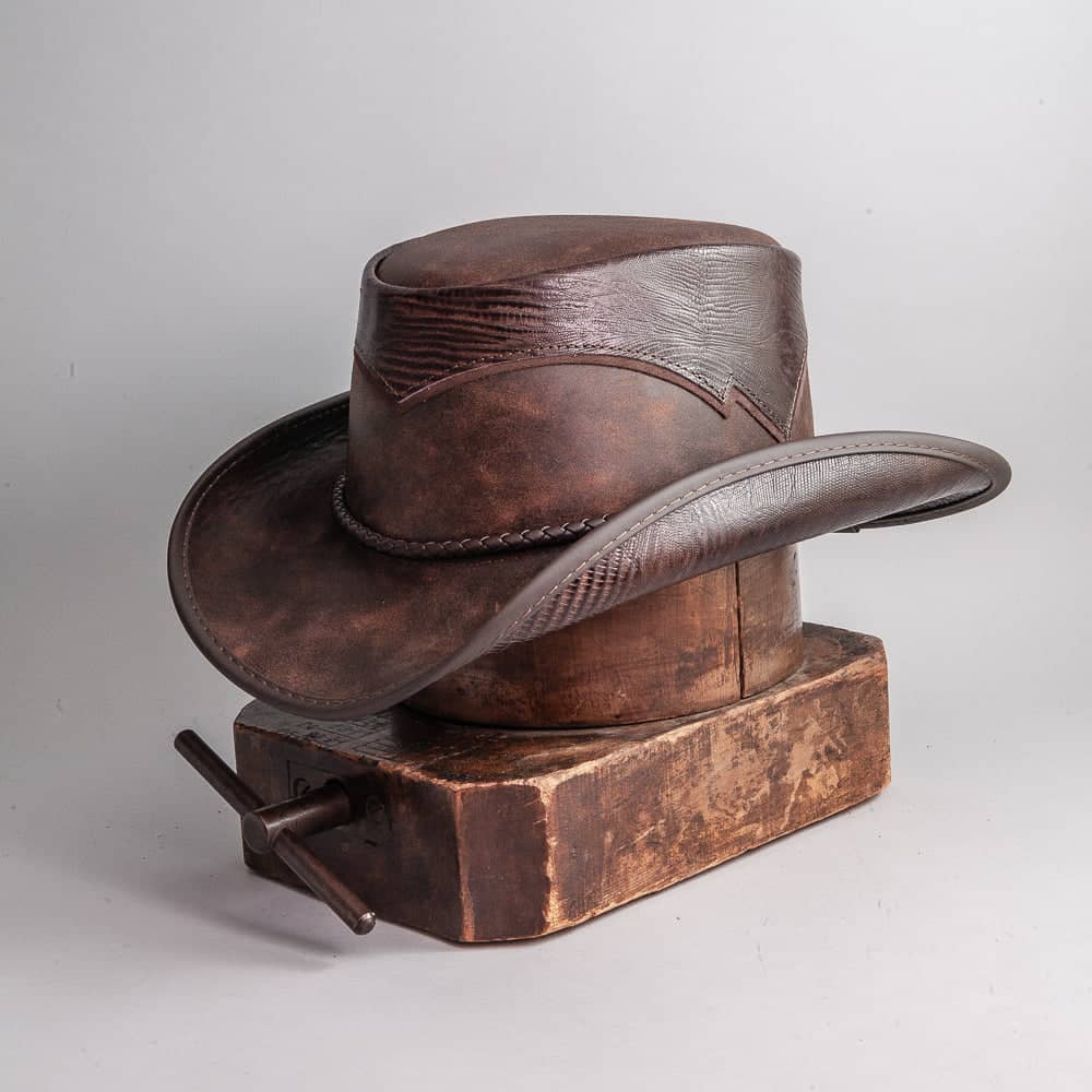 Arroyo Brown Leather Cowboy Hat Deerskin Inlay by American Hat Makers