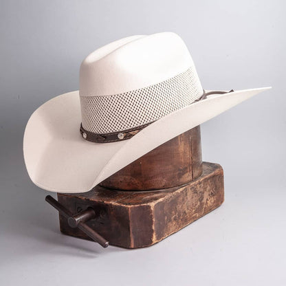 Austin Cream Straw Cowboy Hat by American Hat Makers angled view