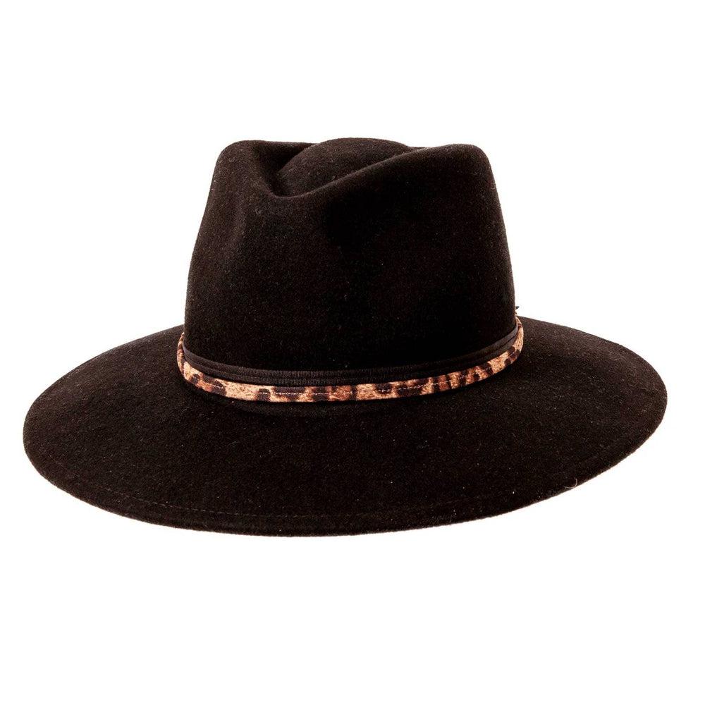 A right view of a Botwin Black Felt Hat 