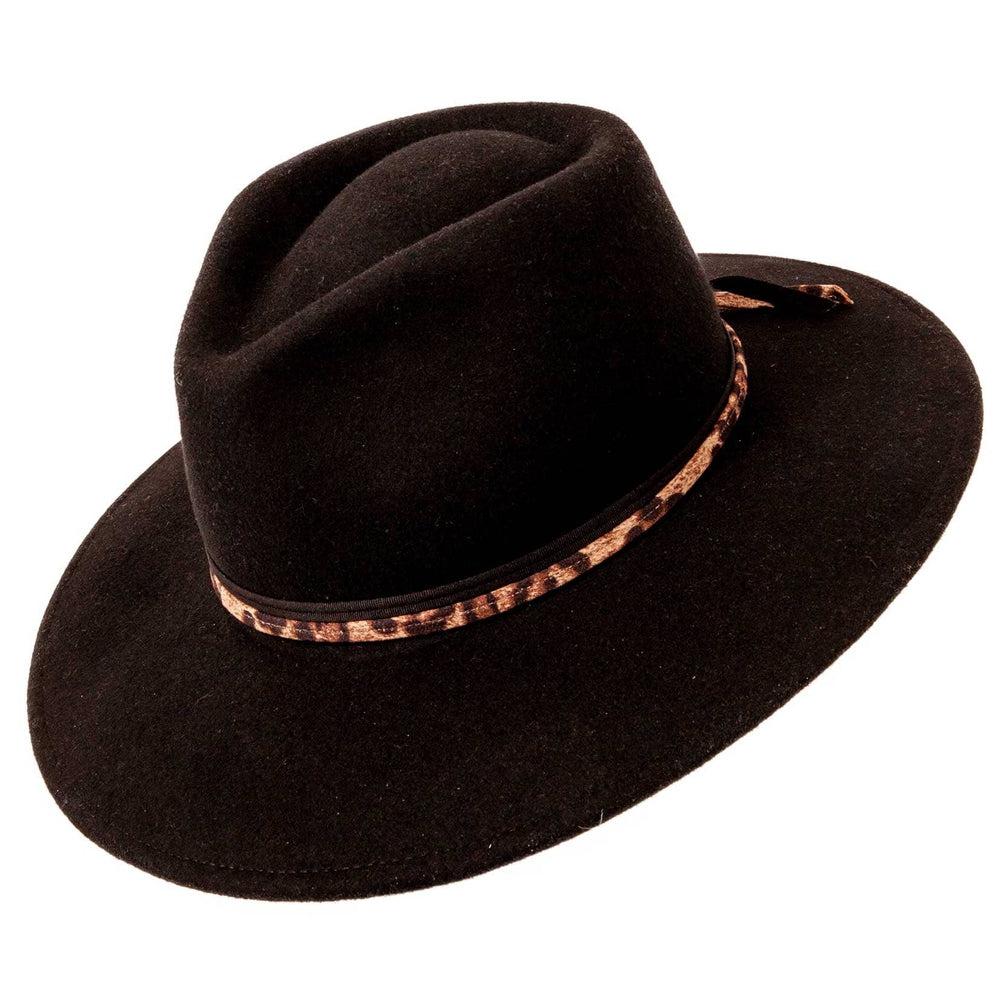 An angle view of Botwin Black Felt Hat 