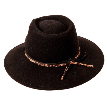 A side view of a Botwin Black Felt Hat 