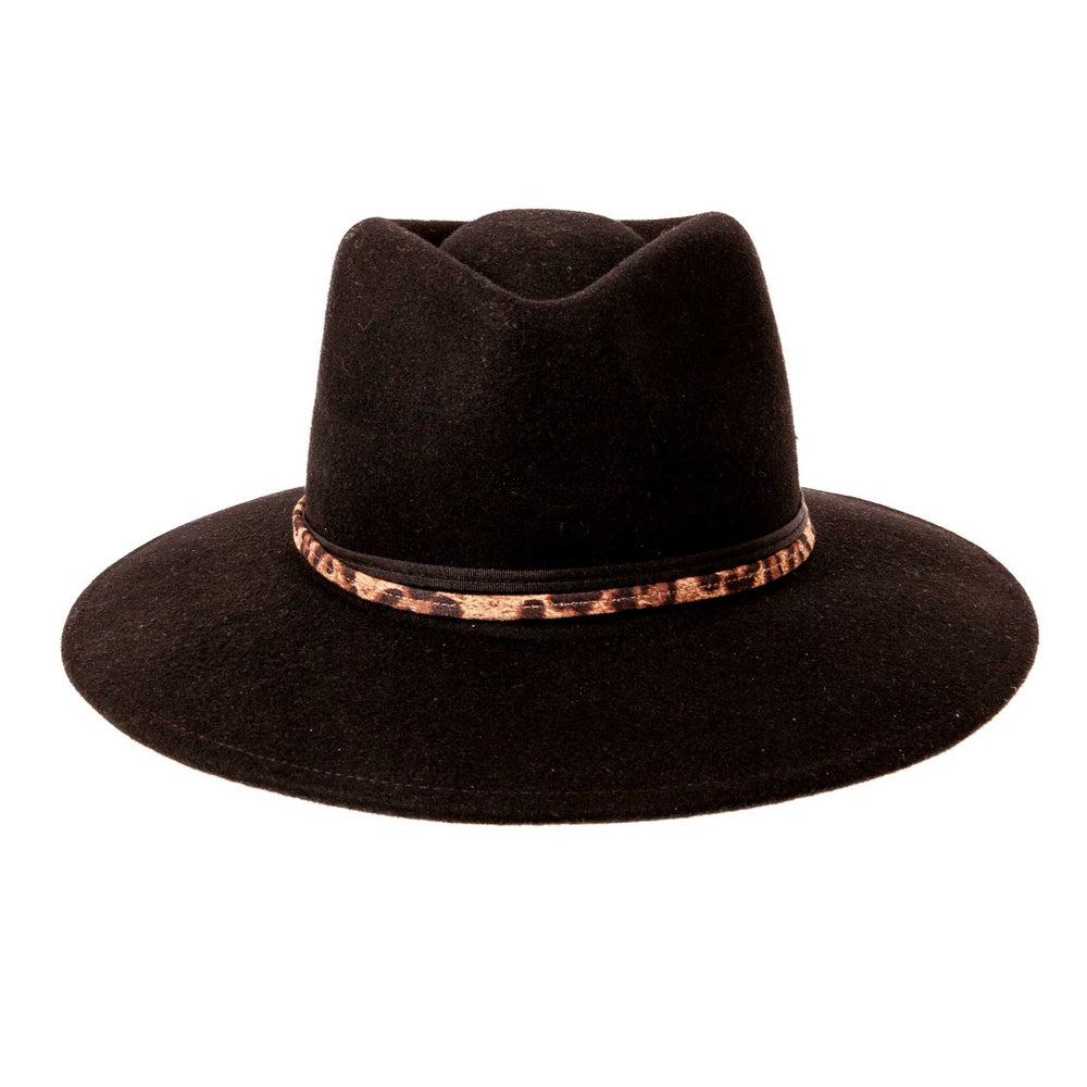 A front view Botwin Black Felt Hat 