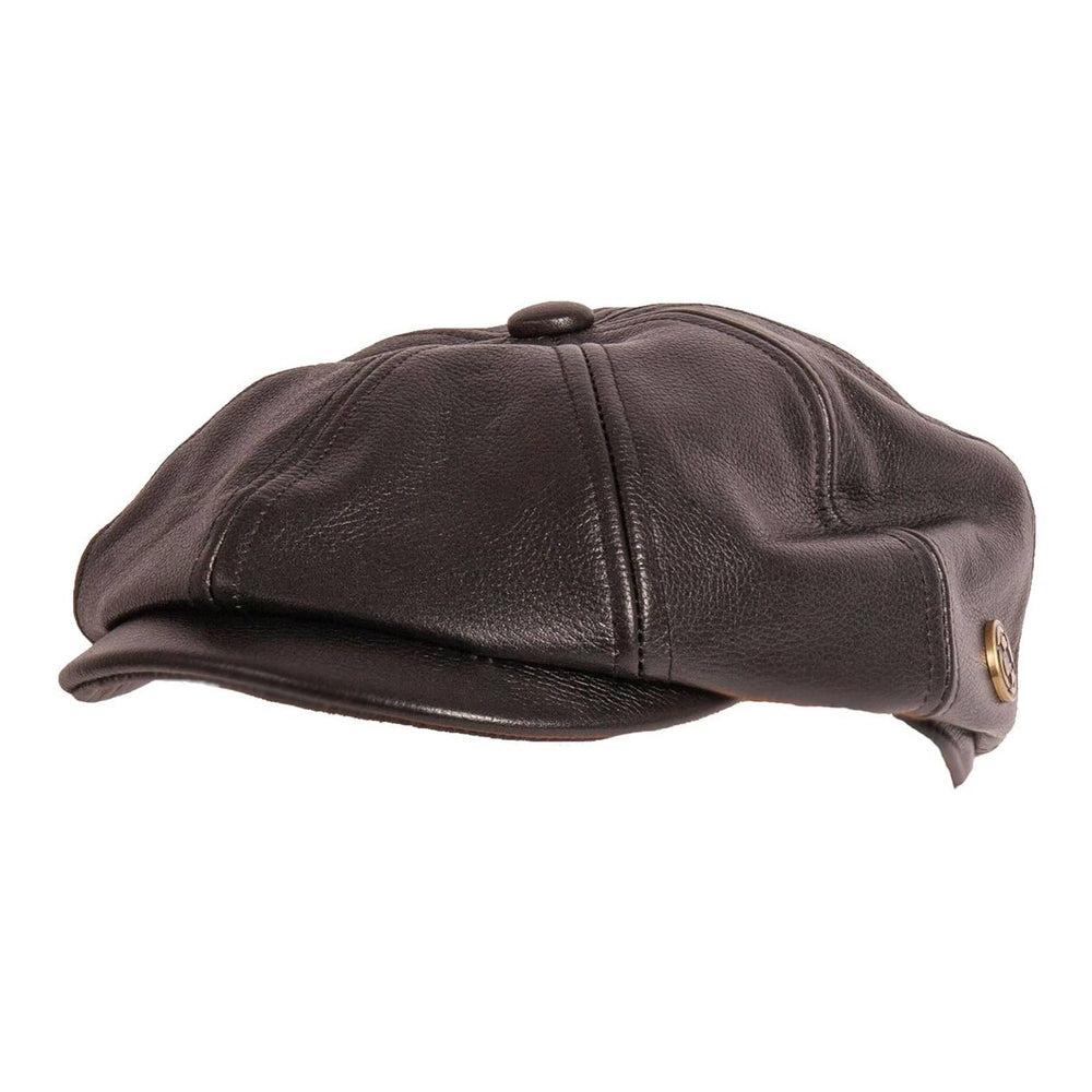 Bourbon St  Black Leather Cap by American Hat Makers