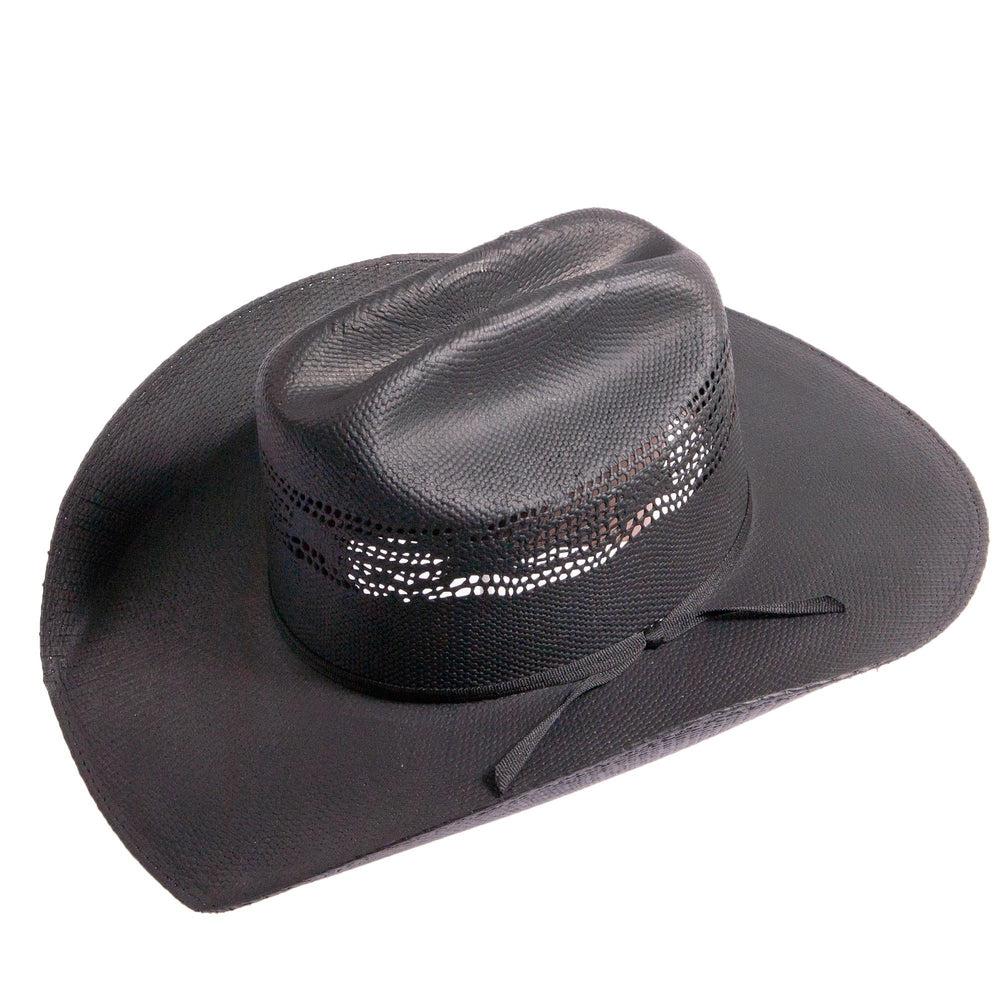 A side angled view of womens bozeman black cowboy hat