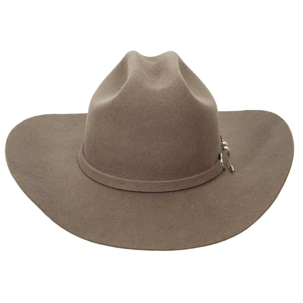 A front view of a Gunsmoke Cattleman Felt Cowboy Hat