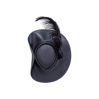 Cavalier Black Leather Hat with a Musket band by American Hat Makers