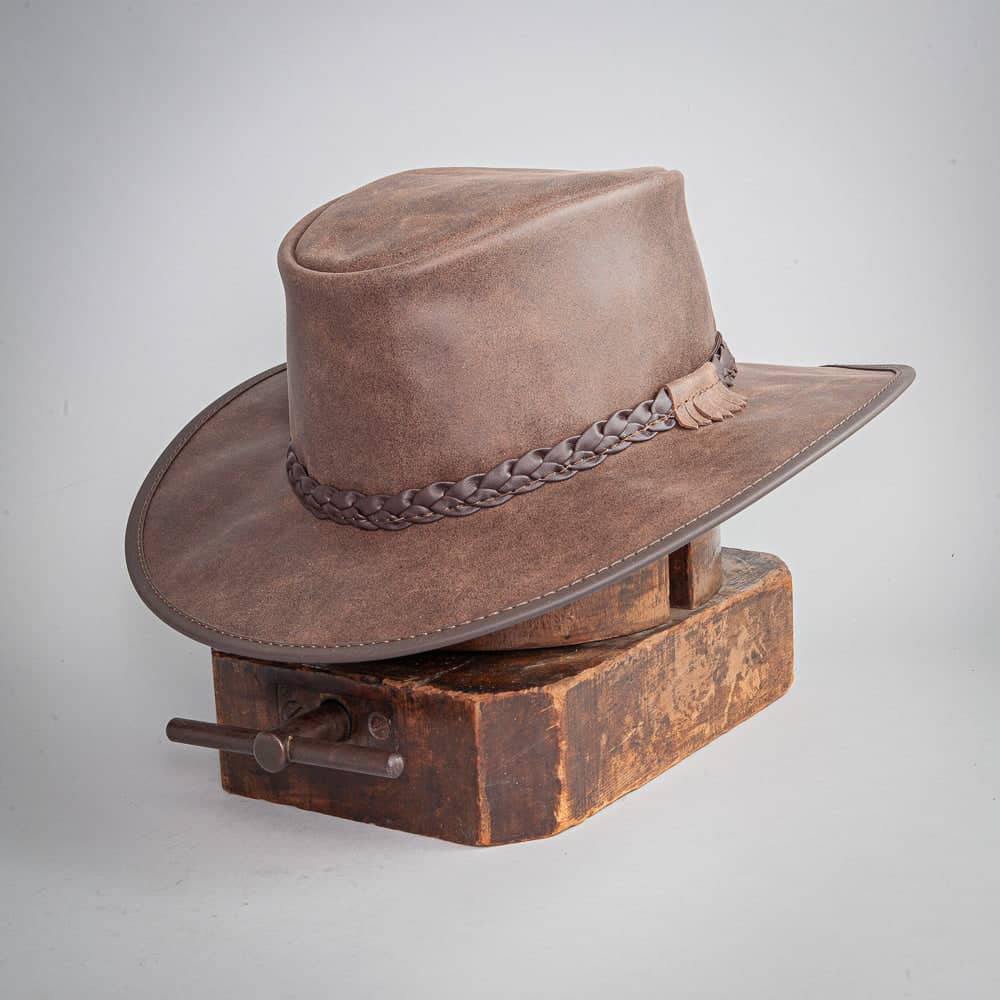 Crusher Bomber Brown Outback Leather Hat by American Hat Makers