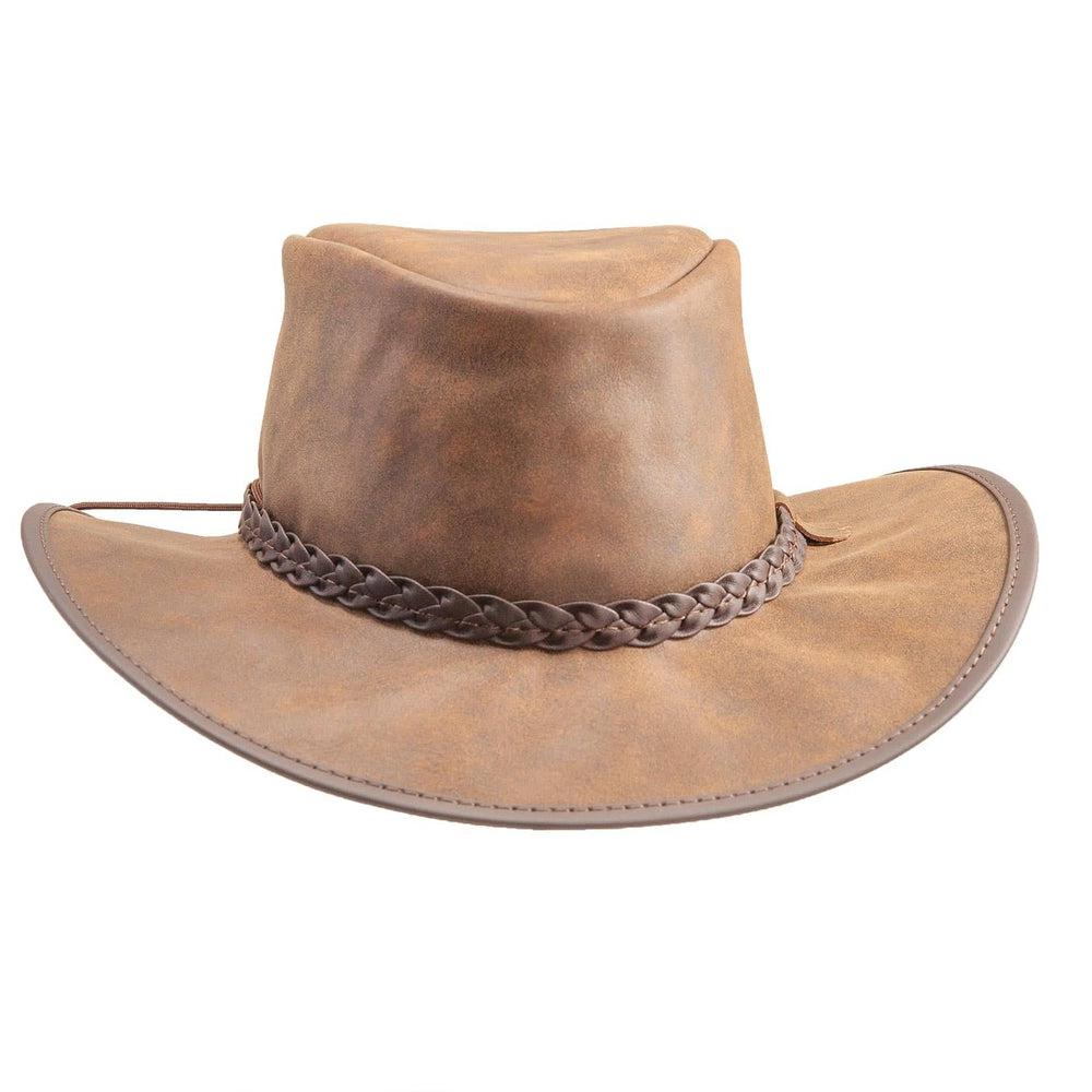 Crusher Bomber Brown Outback Leather Hat by American Hat Makers