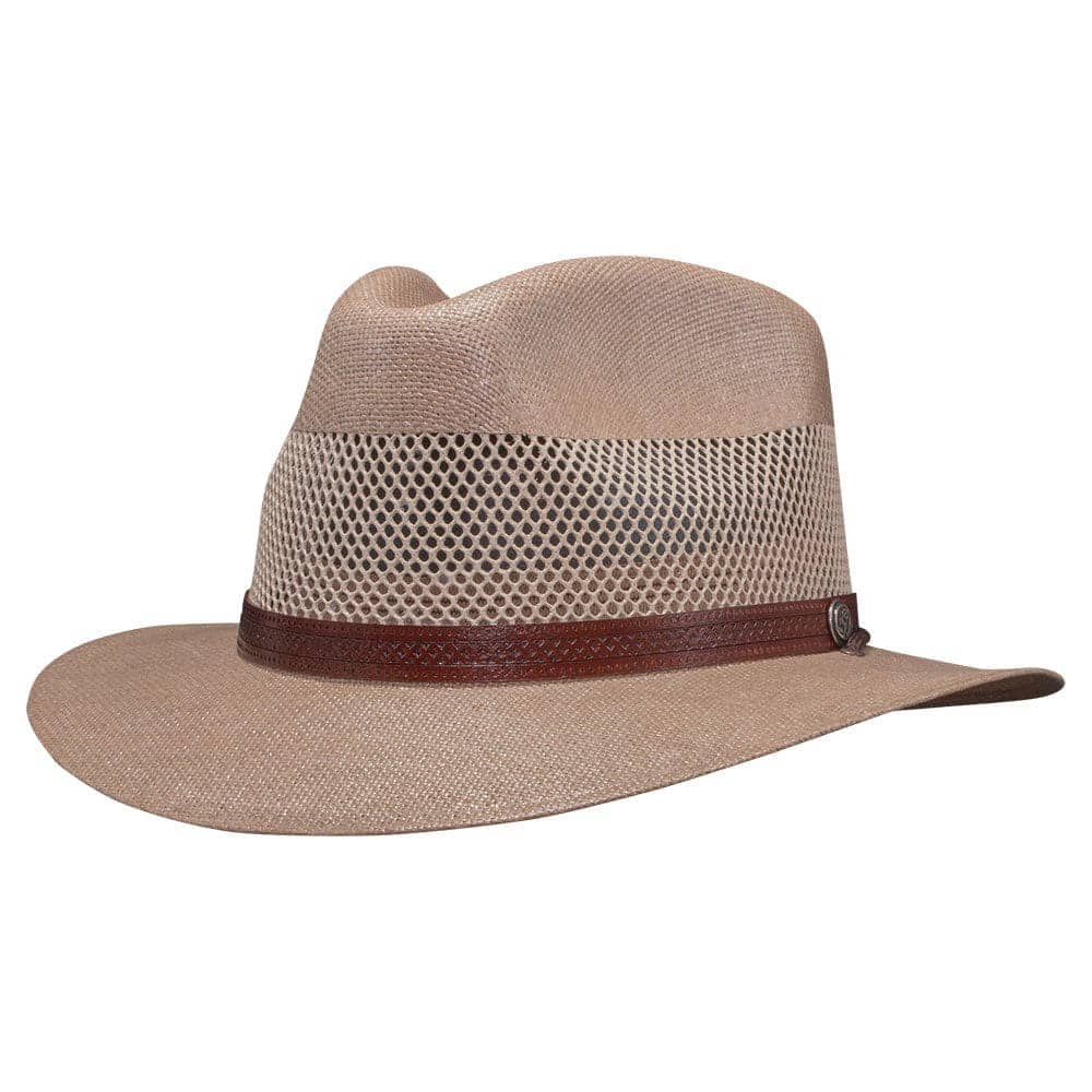 Angle view of Milan Tan Straw Fedora Hat 